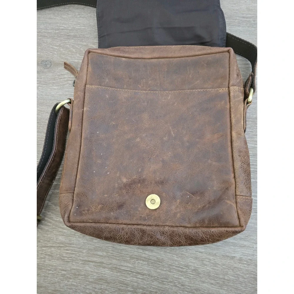 Distressed Brown Leather Crossbody MessengerBag Small TravelSatchel Shoulder Bag